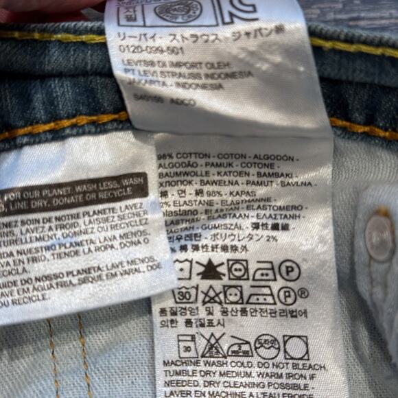 Levis 511 Jeans Mens 38x30 Blue Denim Slim Fit Stretch Straight Leg Zip Fly Work - Picture 6 of 16